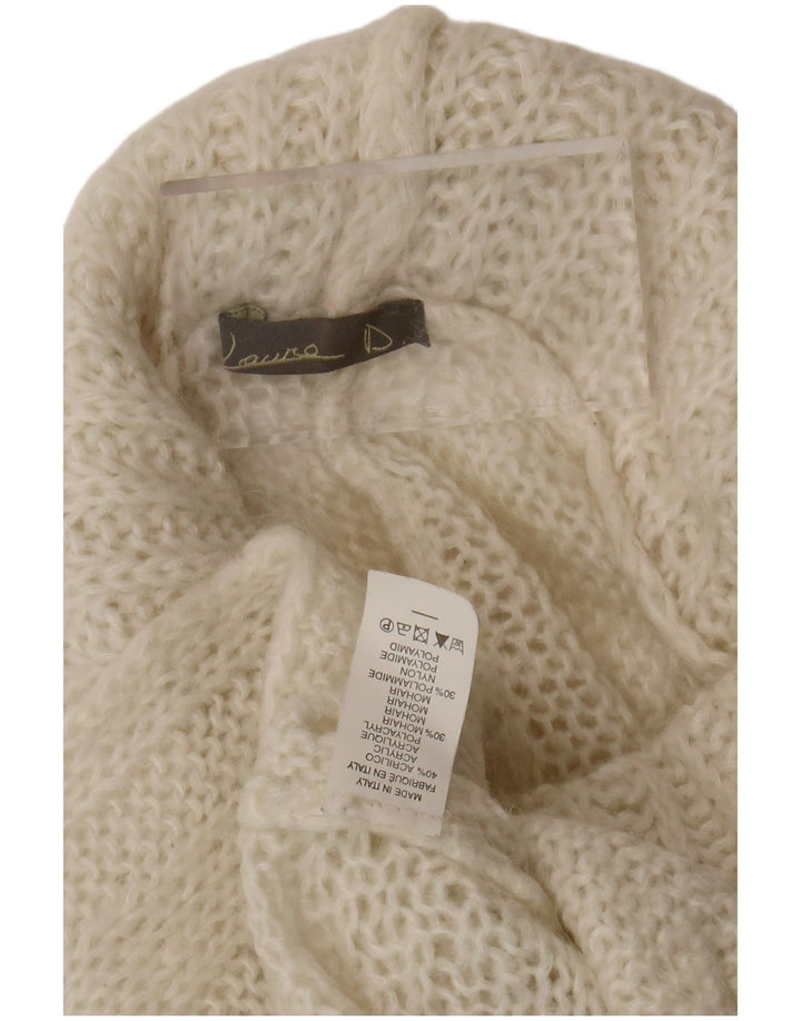 VINTAGE Womens Poncho Jumper One Size White Acrylic