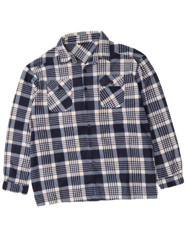 IDENTIC Mens Fleece Shirt 5XL Navy Blue Check Polyester