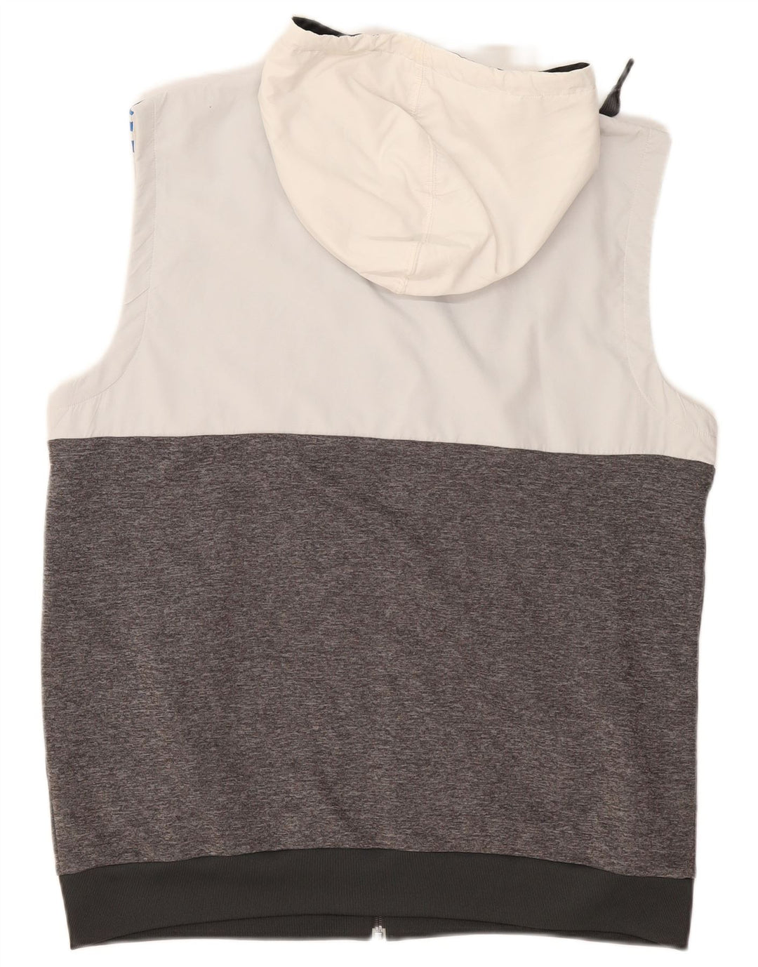 ADIDAS Mens Sleeveless Zip Hoodie Sweater Large Grey Colourblock Polyester