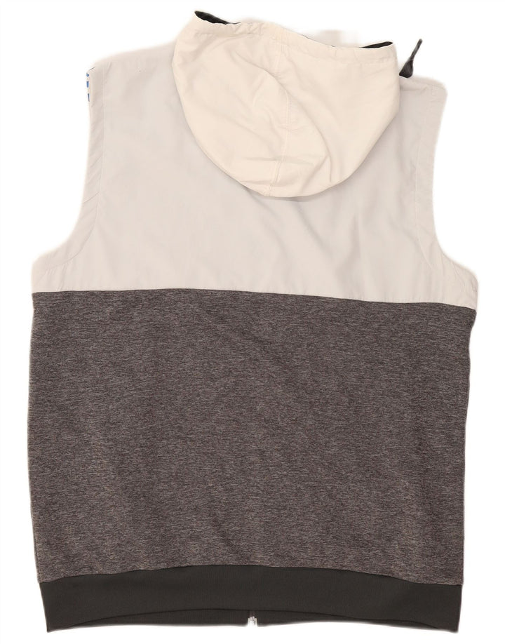 ADIDAS Mens Sleeveless Zip Hoodie Sweater Large Grey Colourblock Polyester