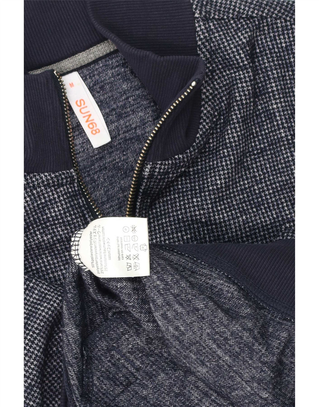 Sun68 Mens Cardigan Sweater Medium Navy Blue Polyester