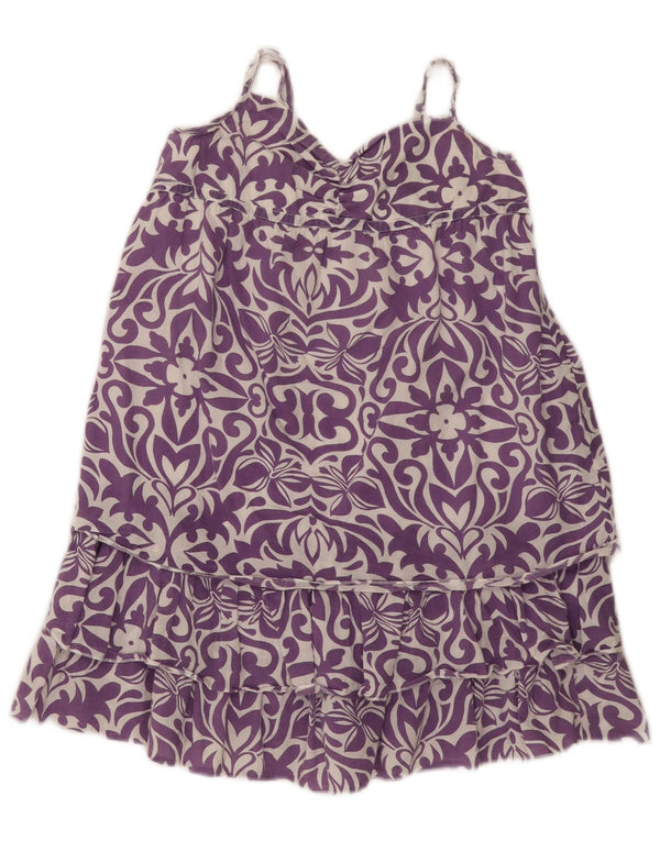 Benetton Girls Sundress 7-8 Years Purple Floral Cotton