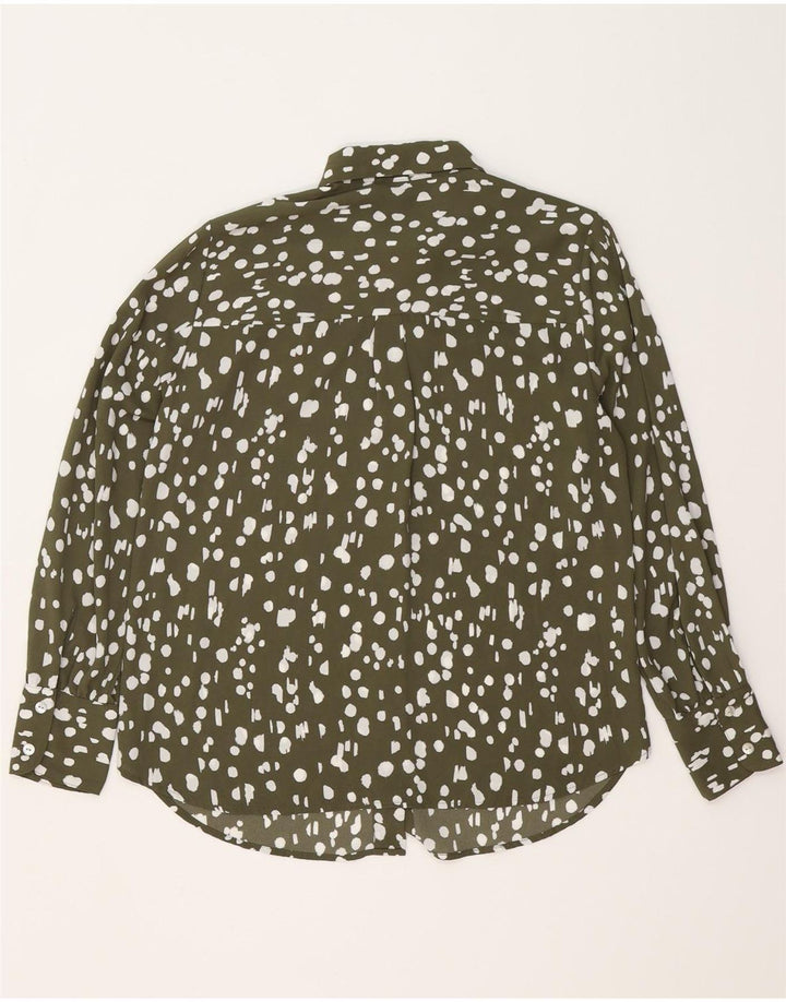 Marks & Spencer Womens Oversized Shirt UK 10 Small Khaki Flecked Polyester