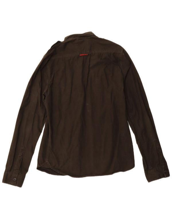 SUPERDRY Mens Military Shirt Large Khaki Cotton