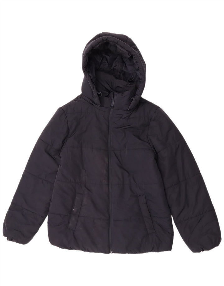 Marks & Spencer Womens Hooded Padded Jacket UK 12 Medium Navy Blue