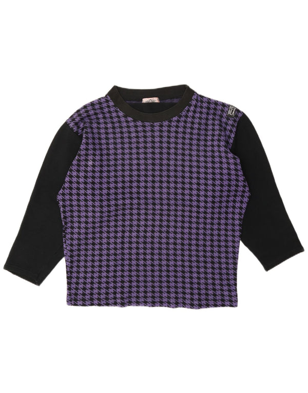Gymnasium Womens Top Long Sleeve UK 14 Medium Purple Houndstooth