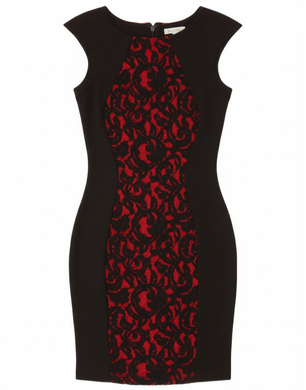 Lipsy Womens Lace Sheath Dress UK 6 Small Black Colourblock Polyester