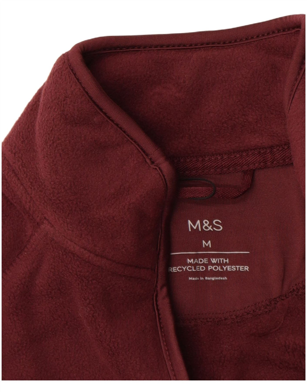 MARKS & SPENCER Mens Fleece Jacket UK 38 Medium Burgundy Polyester