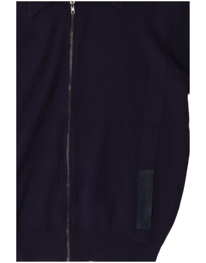 Vintage Mens Cardigan Sweater Medium Navy Blue Wool