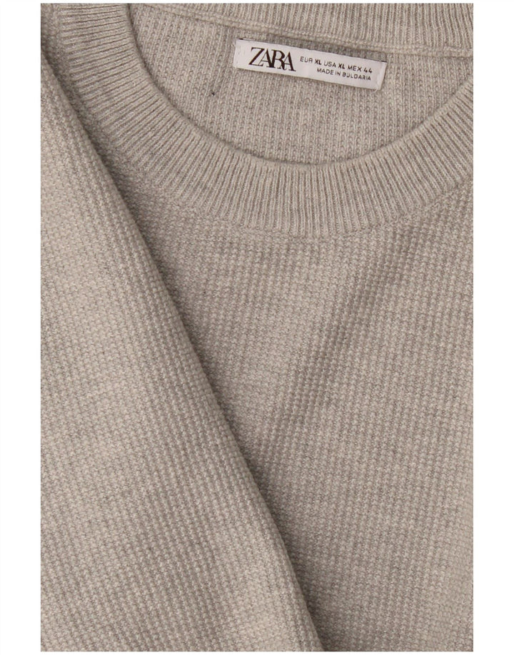 Zara Womens Crew Neck Jumper Sweater UK 18 XL Grey