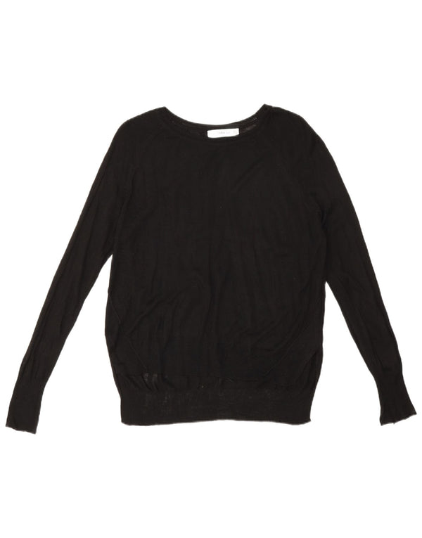 Zara Womens Boat Neck Jumper Sweater UK 10 Small Black Viscose