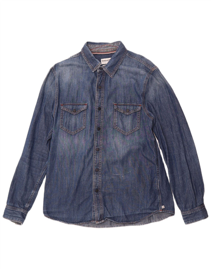 Timberland Mens Slim Fit Denim Shirt Large Blue Cotton