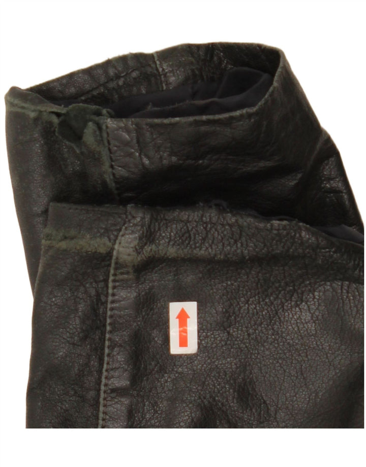 Vintage Womens Crop Leather Jacket IT 44 Medium Black