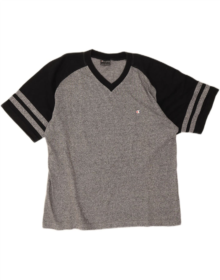 Champion Mens T-Shirt Top Large Grey Colourblock