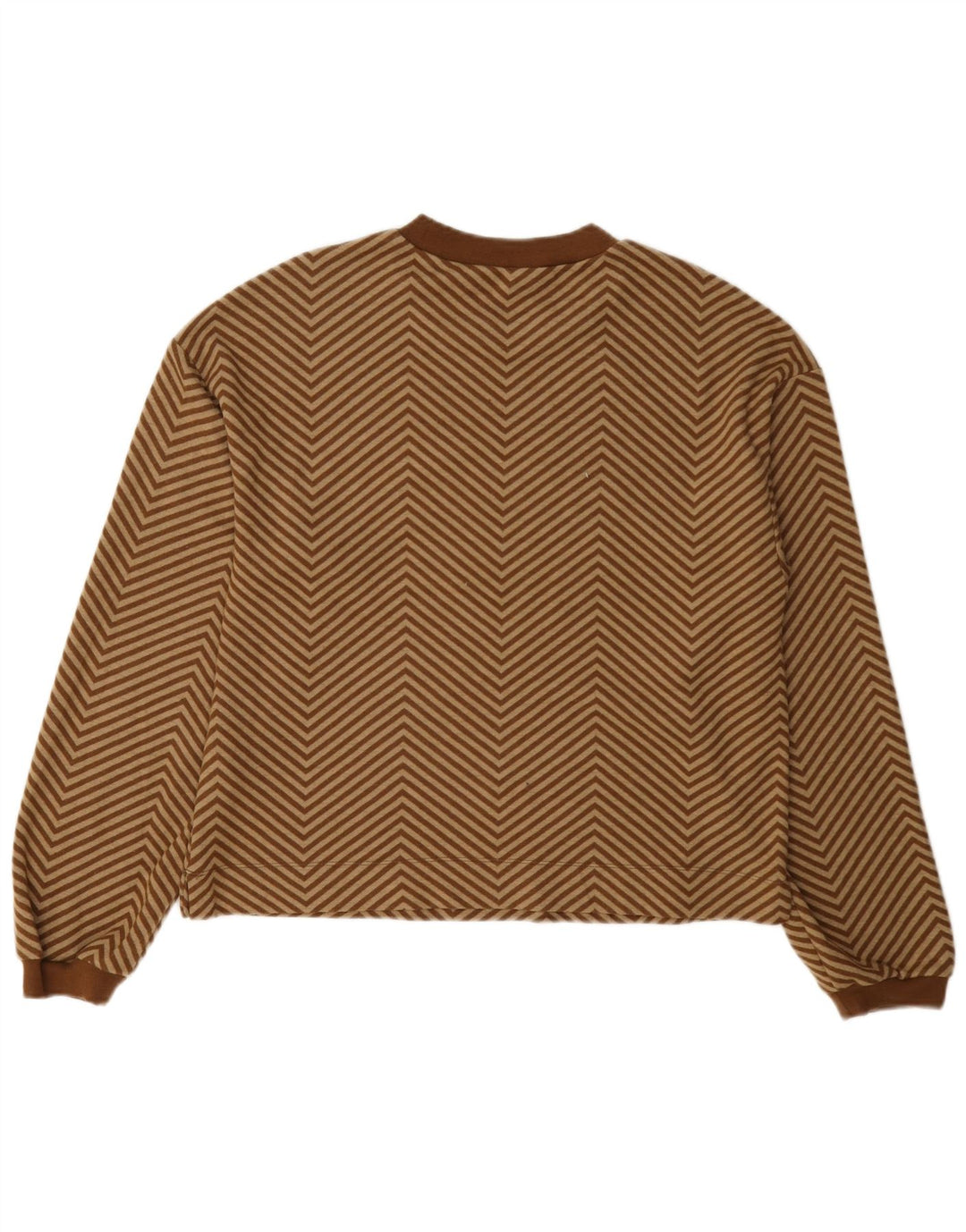 Marks & Spencer Womens Crew Neck Jumper Sweater UK 12 Medium Brown Chevron
