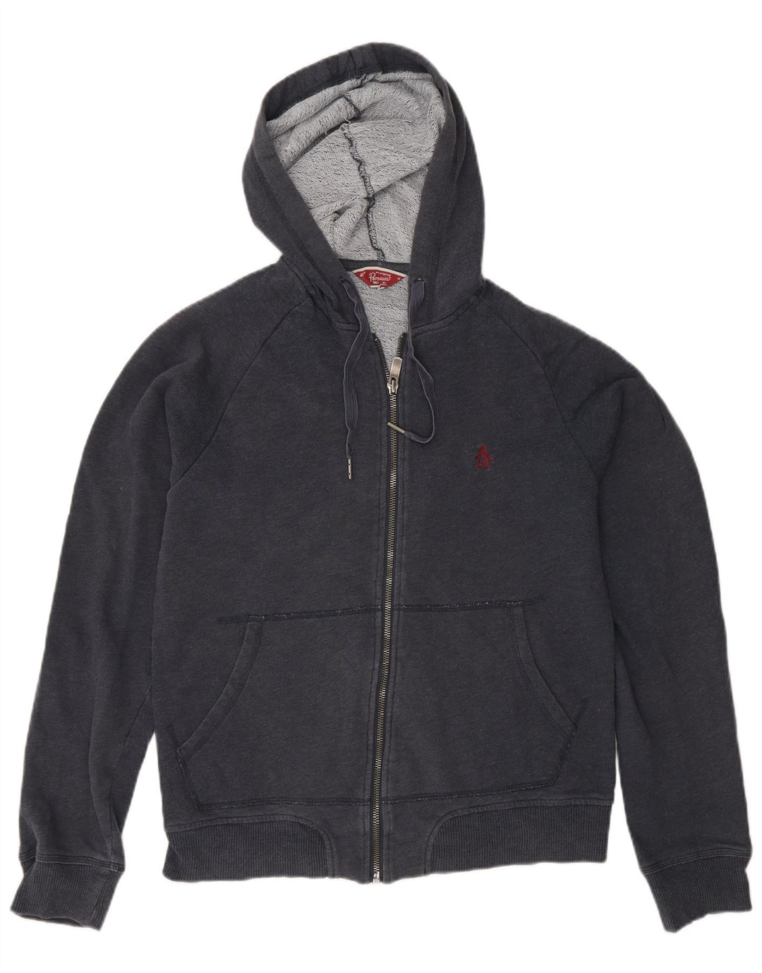 Penguin Mens Zip Hoodie Sweater Medium Navy Blue