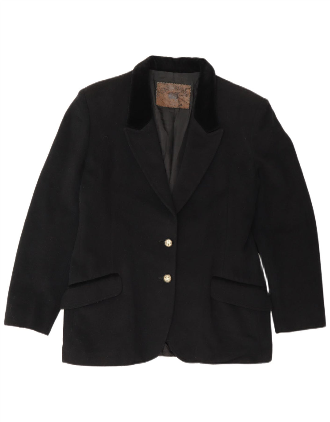 Vintage Womens 2 Button Blazer Jacket IT 48 XL Black Wool