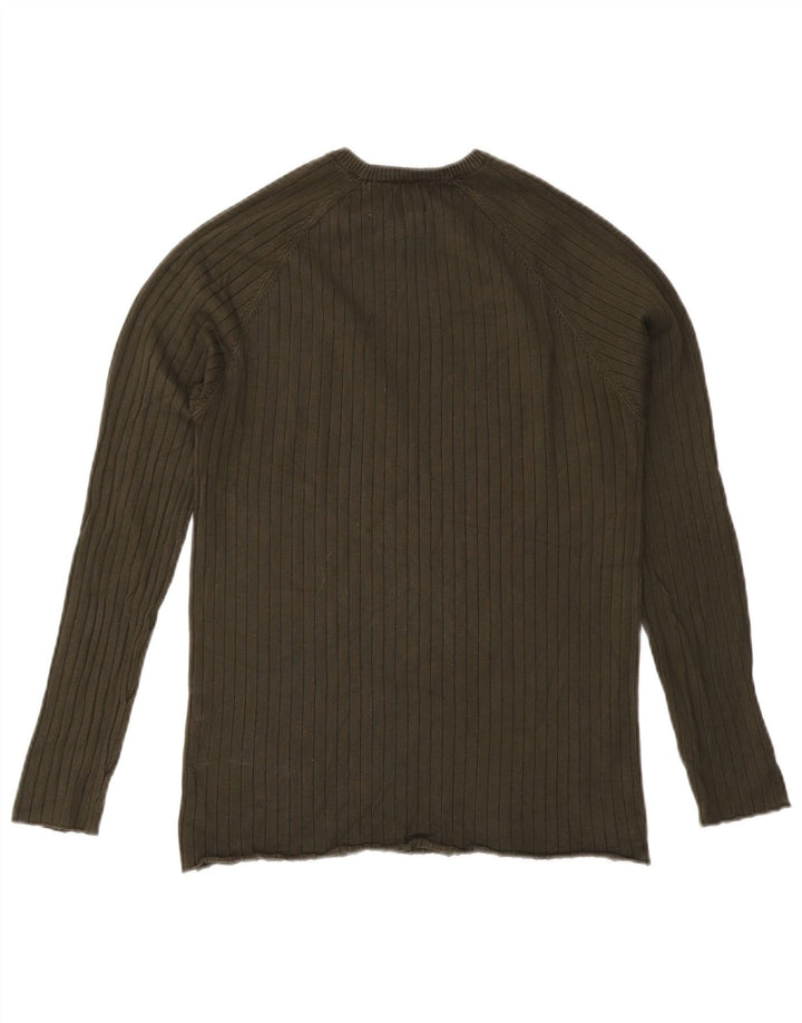 Zara Mens Crew Neck Jumper Sweater Large Khaki