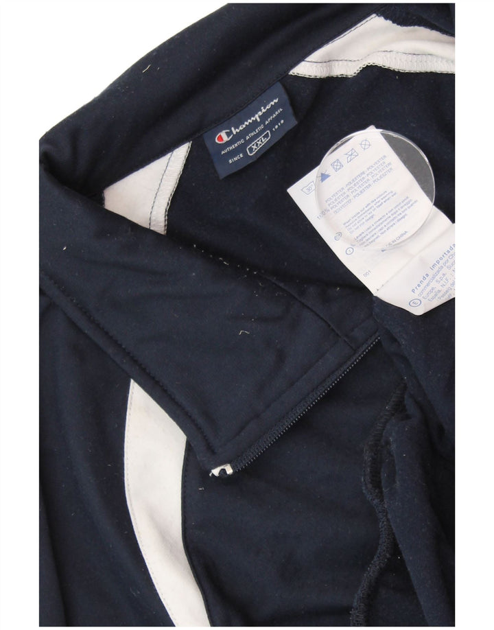 CHAMPION Mens Tracksuit Top Jacket 2XL Navy Blue Colourblock Polyester