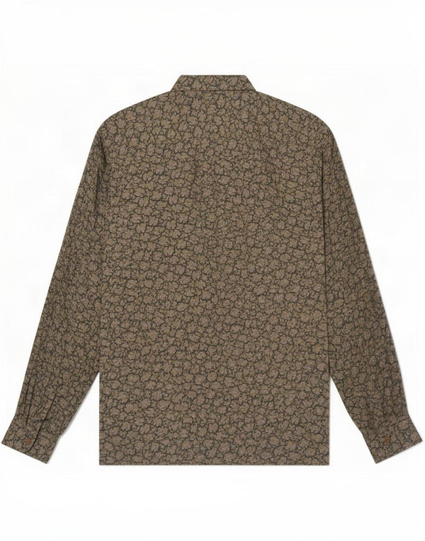 Vintage Mens Shirt Medium Green Paisley Viscose