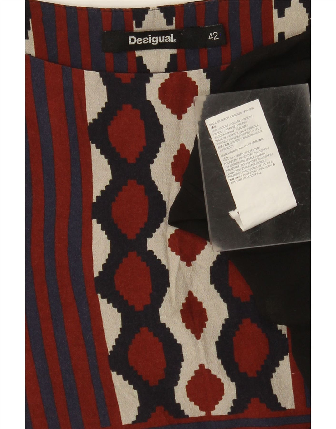 DESIGUAL Womens A-Line Dress EU 42 Large Multicoloured Geometric