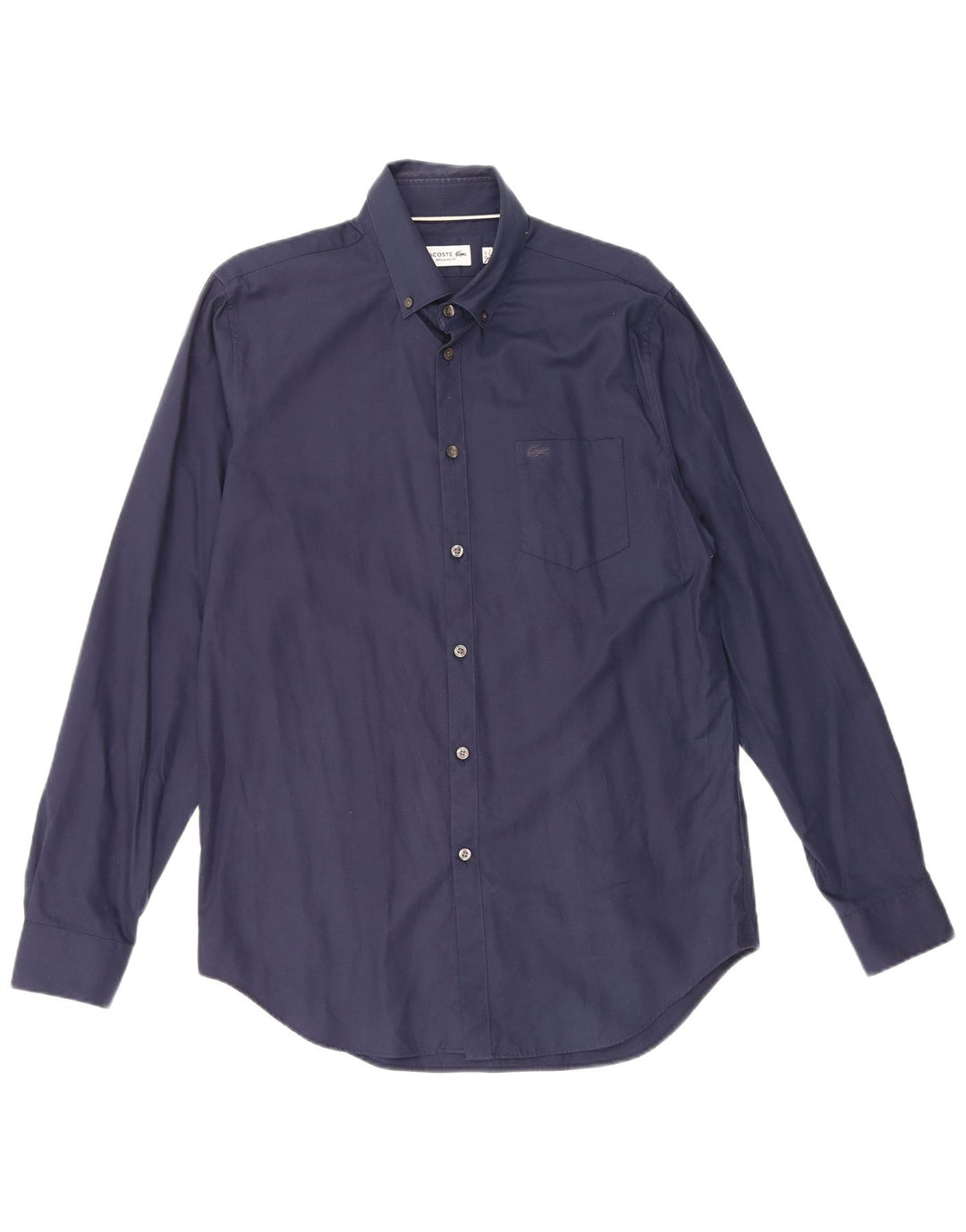 Lacoste Mens Regular Fit Shirt Size 40 15 1/2 Medium Navy Blue Cotton