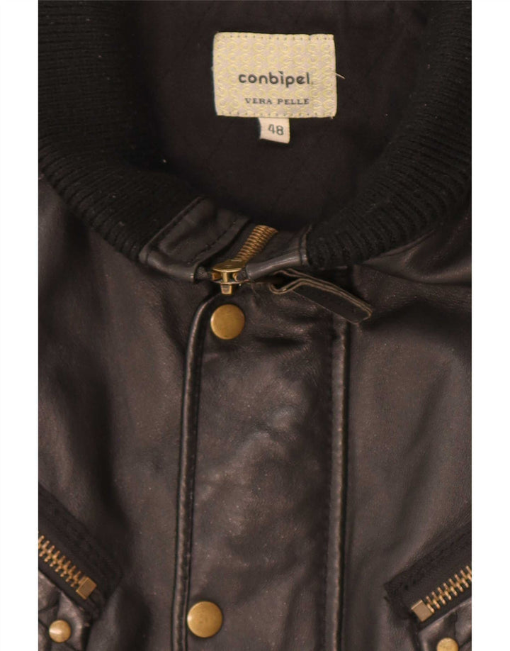 Conbipel Mens Leather Jacket IT 48 Medium Black