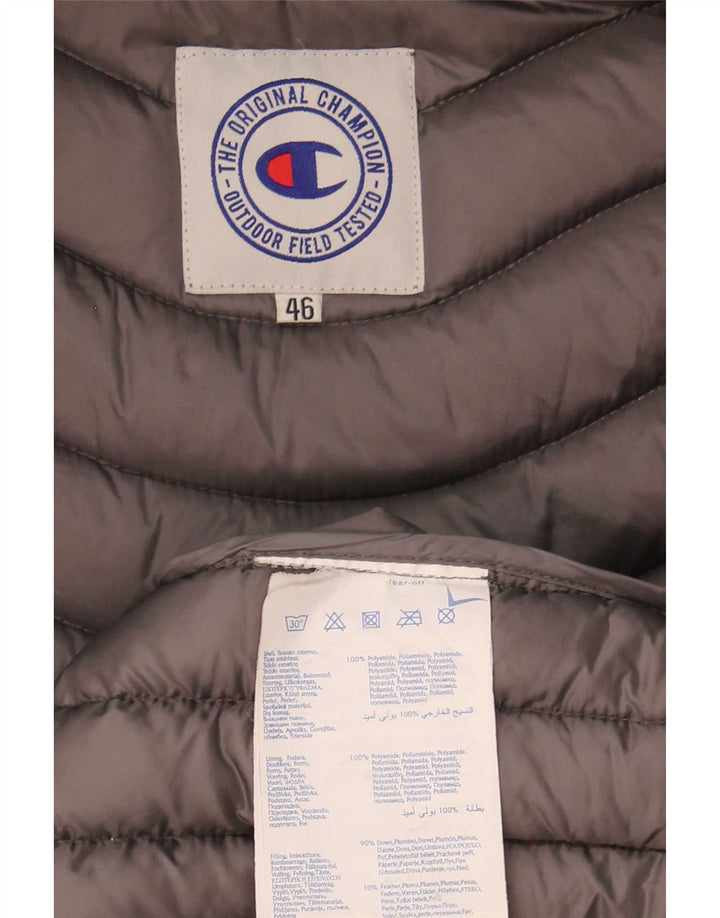 Champion Womens Hooded Padded Coat IT 46 Large Grey Polyamide