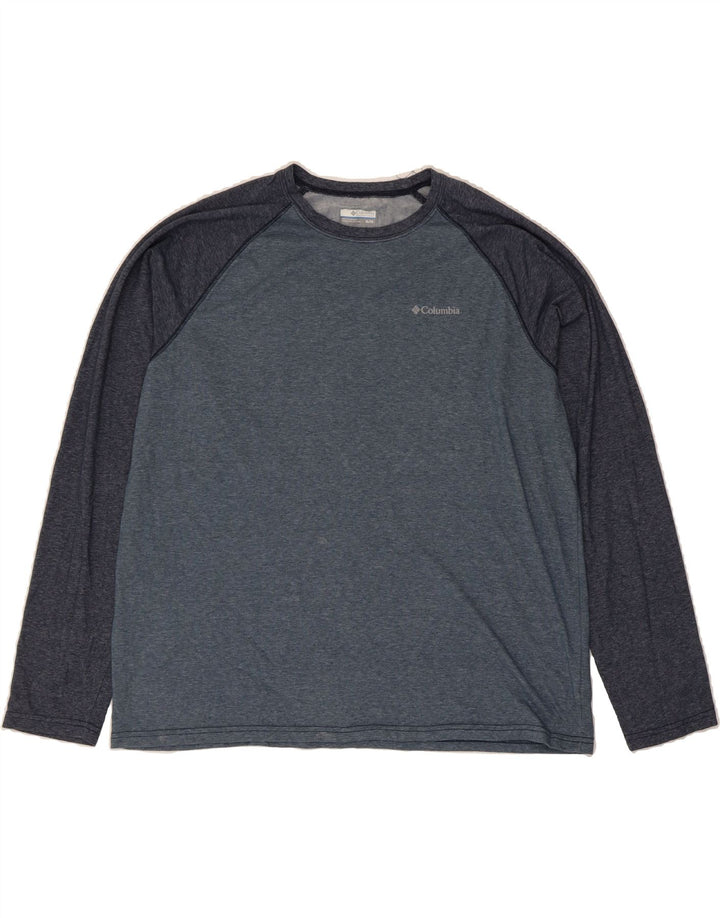 COLUMBIA Mens Big & Tall Top Long Sleeve XL Navy Blue Colourblock Vintage Columbia and Second-Hand Columbia from Messina Hembry 