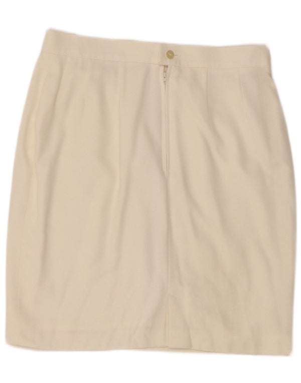 Vintage Womens Pencil Skirt UK 18 XL W32 White Viscose