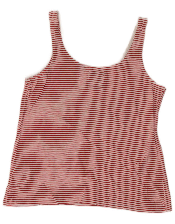 Superdry Womens Graphic Vest Top UK 10 Small Red Striped Cotton