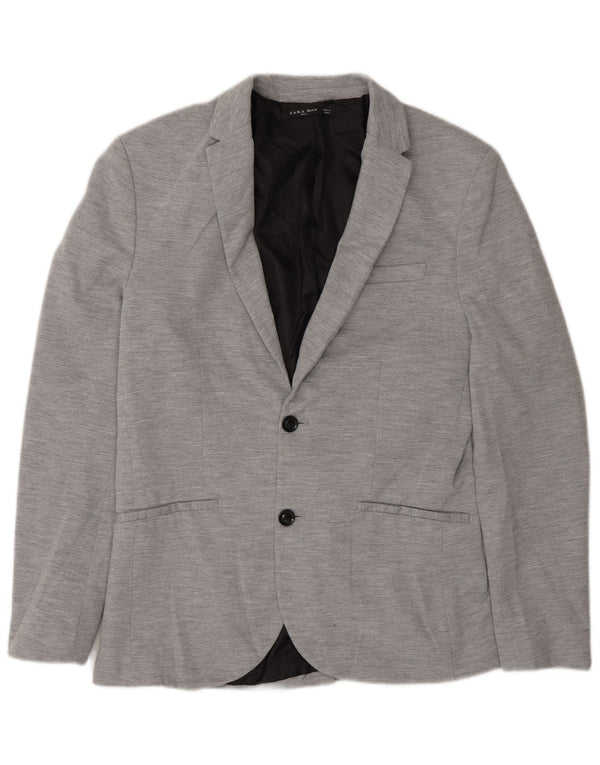 Zara Mens 2 Button Blazer Jacket UK 40 Large Grey