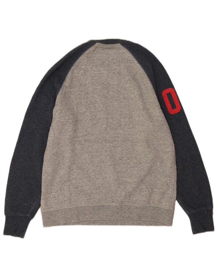 Superdry Mens Graphic Sweatshirt Jumper Medium Grey Colourblock Cotton
