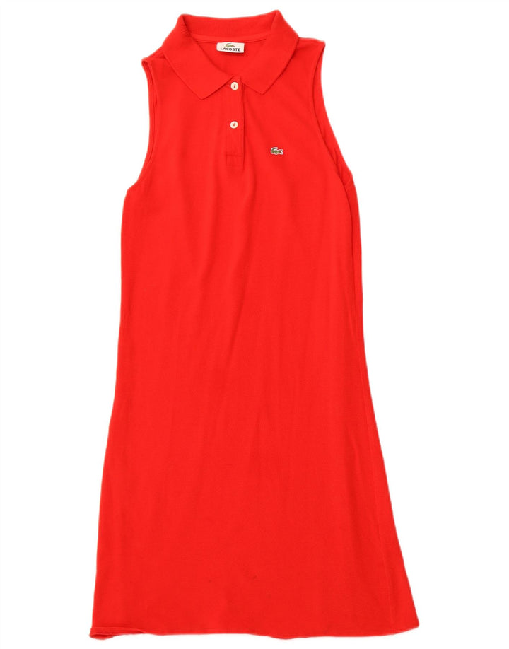 LACOSTE Womens Sleeveless Polo Dress Size 42 Large Red Cotton