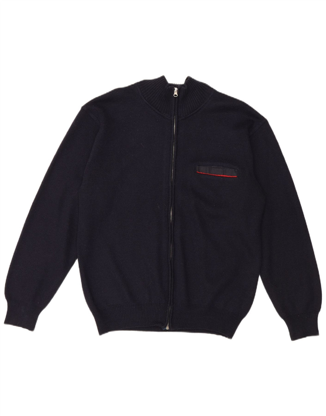 Vintage Mens Full Zip Cardigan Sweater Medium Navy Blue