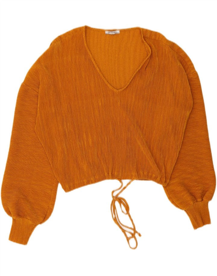 Zara Womens Trafaluc Crop Batwing Blouse Top UK 14 Medium Orange Polyester