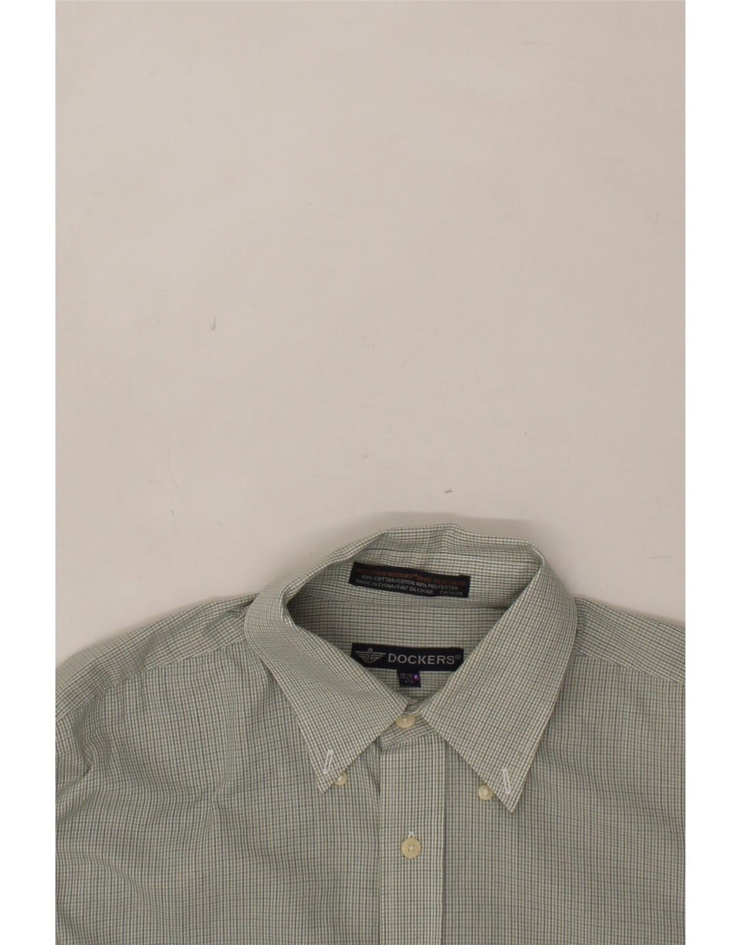 DOCKERS Mens Shirt Large Green Check Polyester Vintage Dockers and Second-Hand Dockers from Messina Hembry 