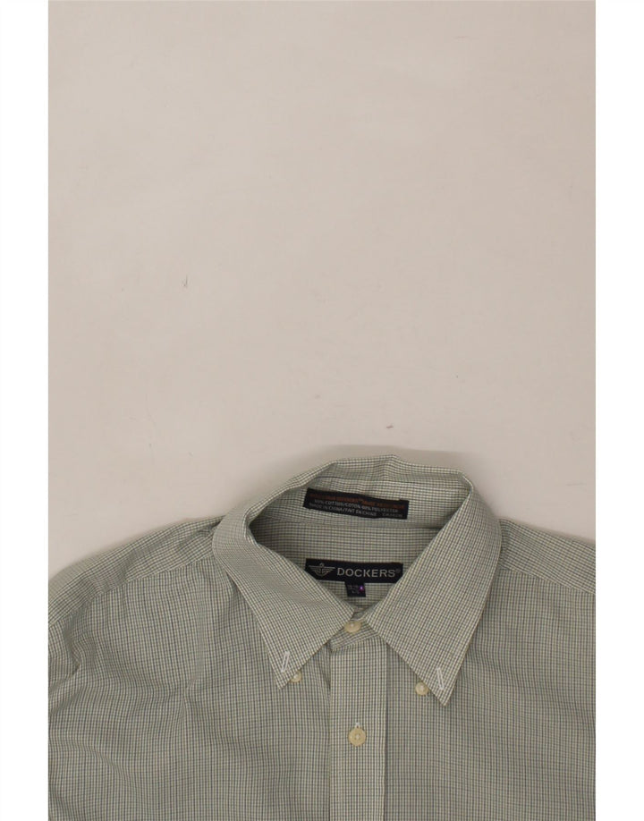DOCKERS Mens Shirt Large Green Check Polyester Vintage Dockers and Second-Hand Dockers from Messina Hembry 