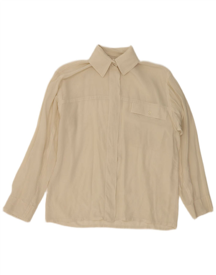 Vintage Womens Shirt Blouse UK 12 Medium Beige