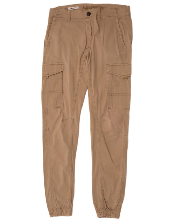 Jack & Jones Mens Paul Tapered Cargo Trousers W31 L34 Beige Cotton