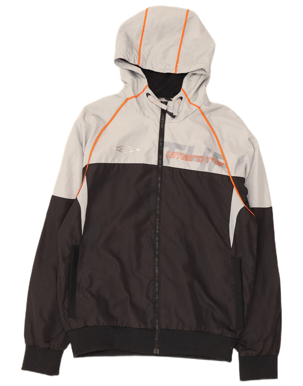 UMBRO Womens Graphic Tracksuit Top Jacket UK 14 Medium Black Colourblock