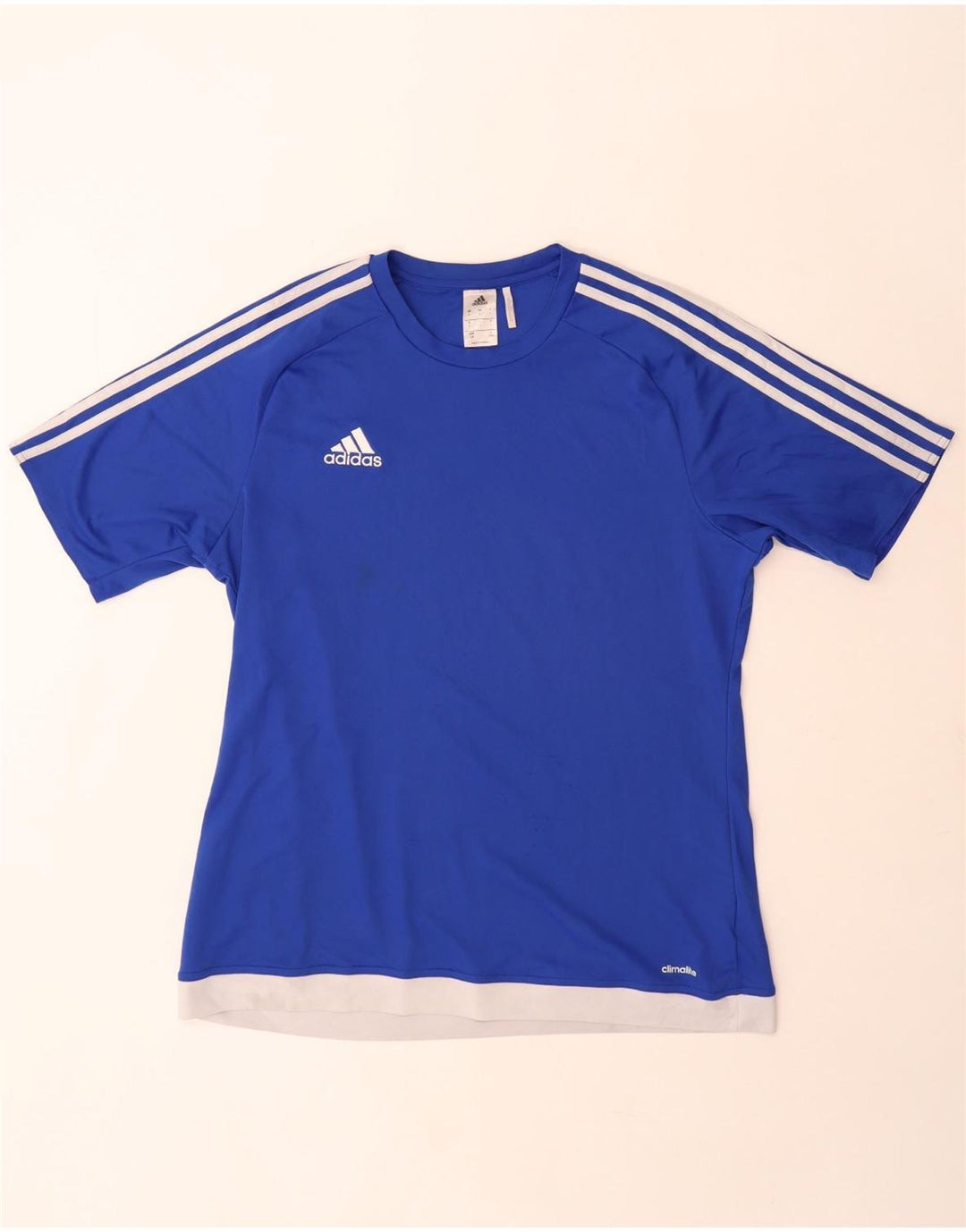 Adidas Mens Climalite T-Shirt Top Large Blue Colourblock Polyester