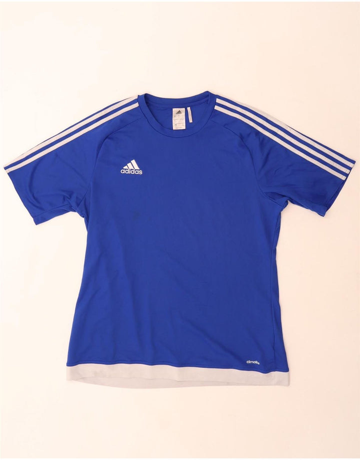 Adidas Mens Climalite T-Shirt Top Large Blue Colourblock Polyester