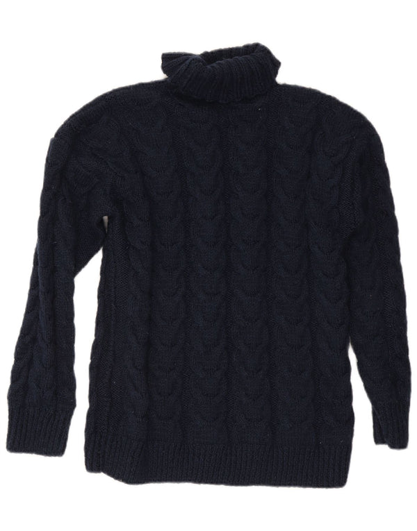 Vintage Womens Roll Neck Jumper Sweater UK 16 Large Navy Blue