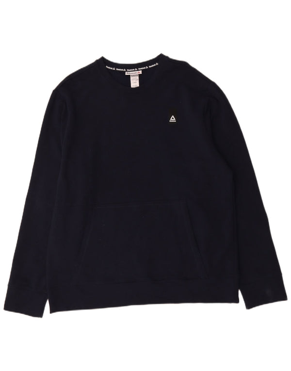Reebok Mens Sweatshirt Jumper Large Navy Blue Cotton