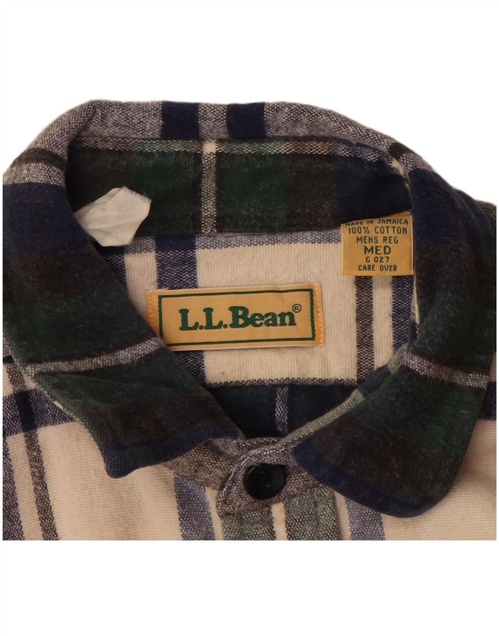 L.L.Bean Mens Flannel Shirt Medium Green Check Cotton