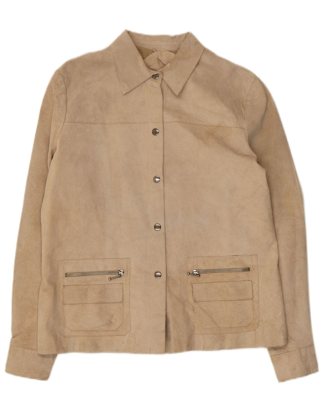 Conbipel Womens Suede Jacket IT 48 XL Beige Leather