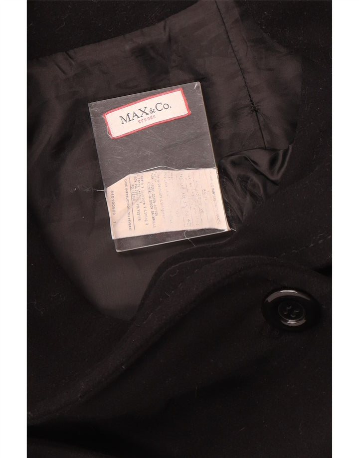 Max & Co. Womens Double Breasted Coat UK 10 Small Black Wool