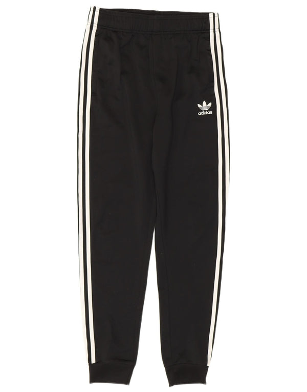ADIDAS Boys Tracksuit Trousers Joggers 14-15 Years Black Striped Polyester