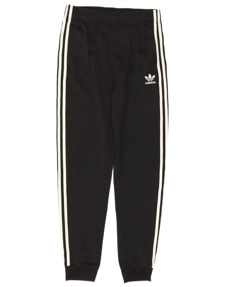 ADIDAS Boys Tracksuit Trousers Joggers 14-15 Years Black Striped Polyester